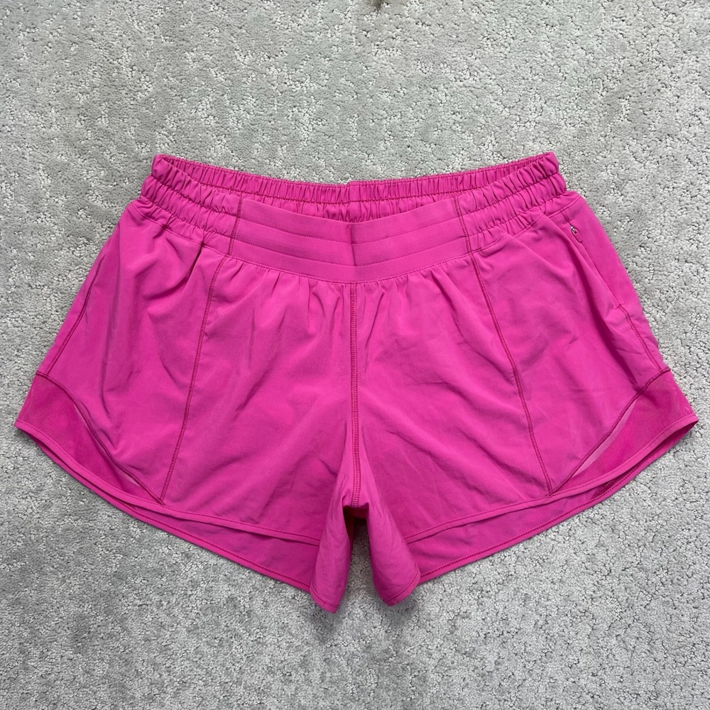 Lululemon Hotty Hot Shorts Womens 10 Pink Low Rise Lined 4" Running Active Gym